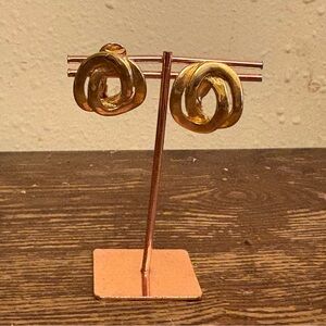 MONET infinity Circle Gold Tone Clip Earrings .75” Knot Casual